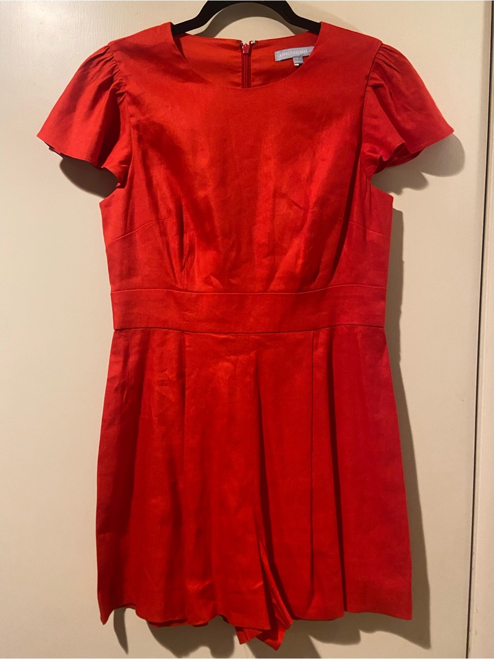 ANTONIO MELANI Size 4 Linen Blend Red Romper; Classy 4th of July Outfit! - Picture 2 of 6